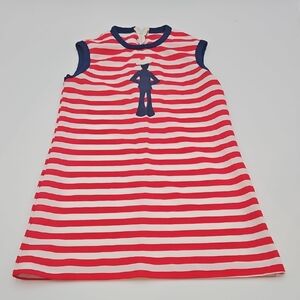 Vintage Striped Red and White Kids Dress 70s 80s Sleeveless Zipper